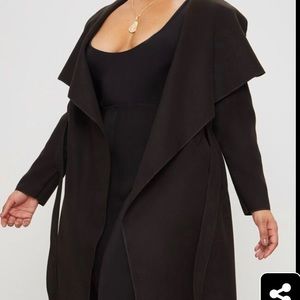 Plus Size Black Waterfall Coat